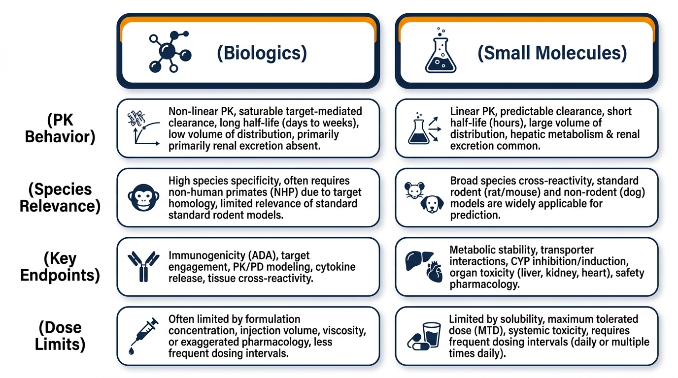 DRF study design differences between biologics and small molecules in preclinical research