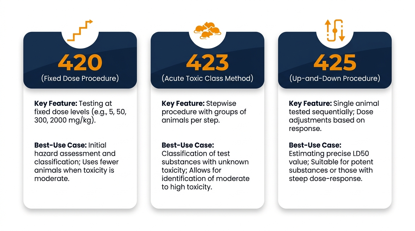 Navigating OECD Guidelines 420, 423, and 425 for Acute Oral Toxicity Testing