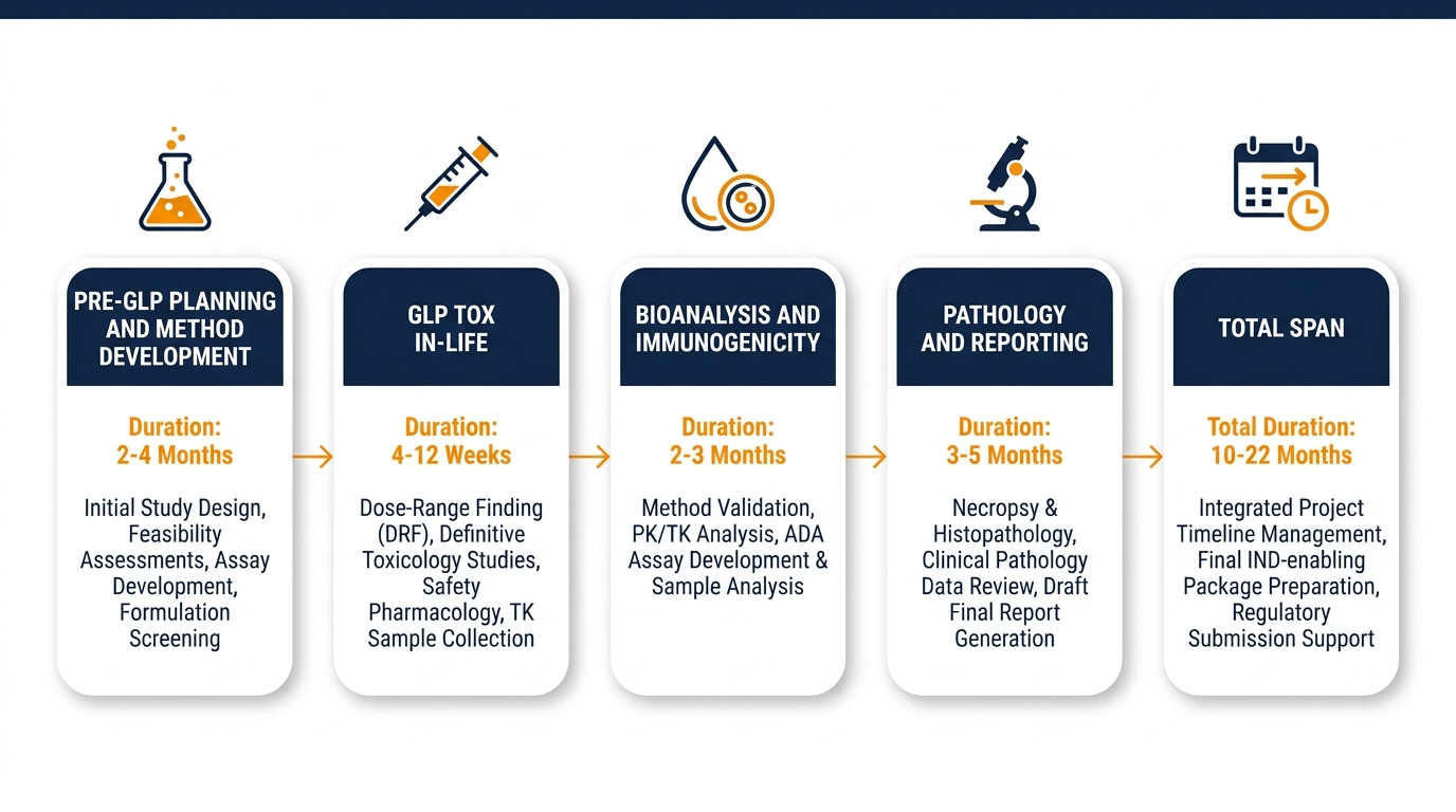 Realistic timelines for IND-enabling biologic studies — phase-by-phase breakdown