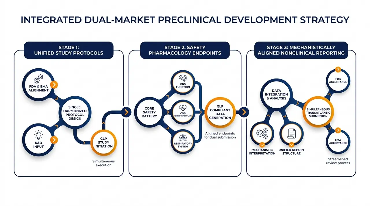 Single work plan satisfying both FDA and EMA regulators simultaneously